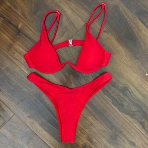 Red V-Wire Very Cheeky Bikini Set
